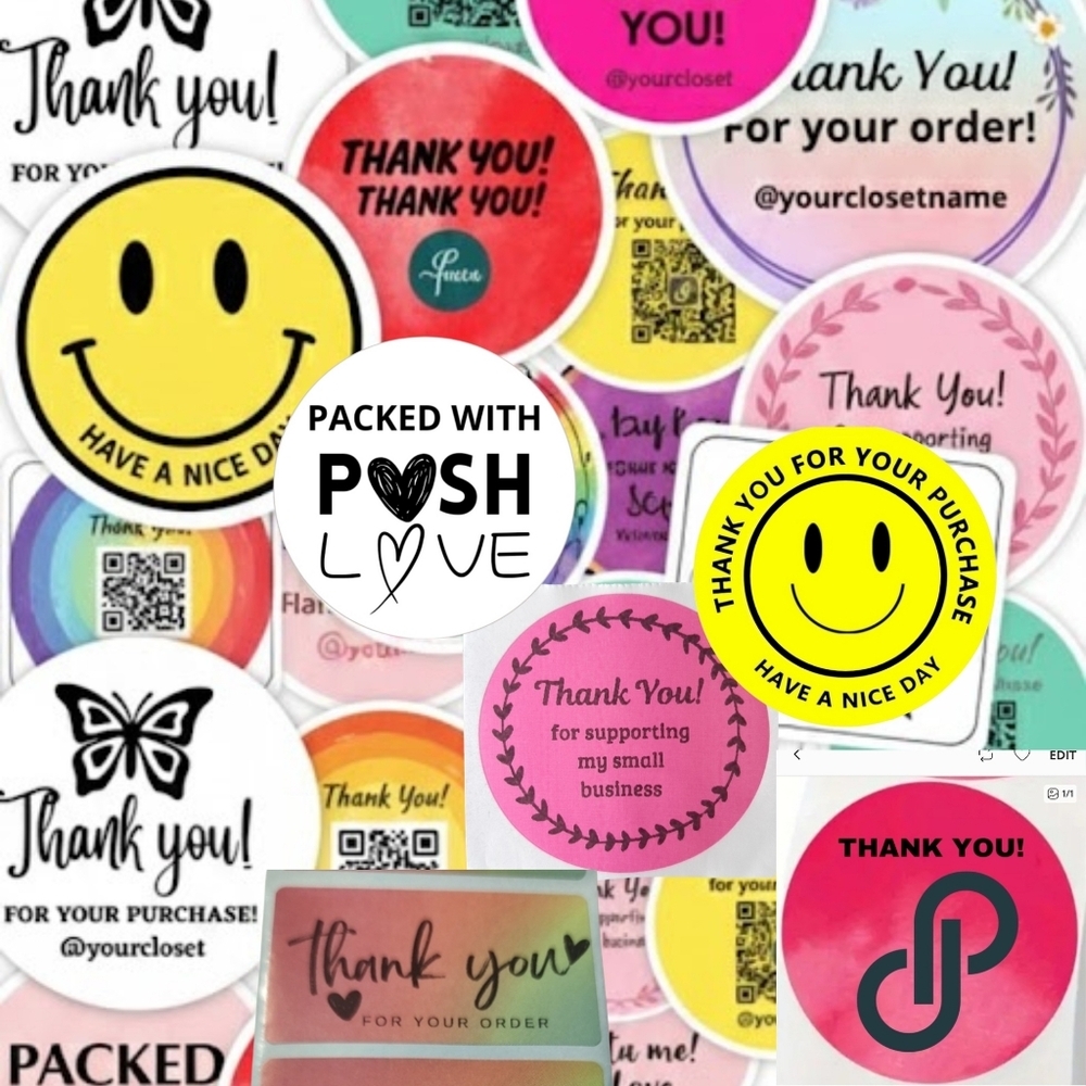 100 thank you stickers assorted bundle mix thank you 2"